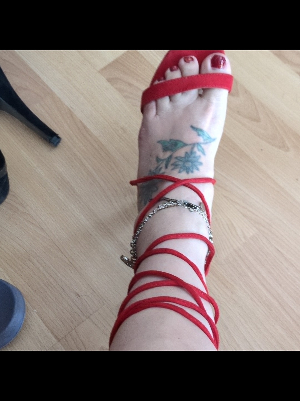 Allegra K Red Lace-Up Wrap Heels